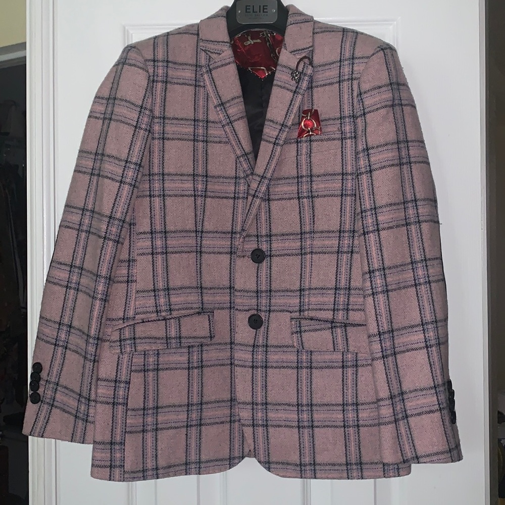 Kids Ellie Balleh Pink Plaid Blazer
